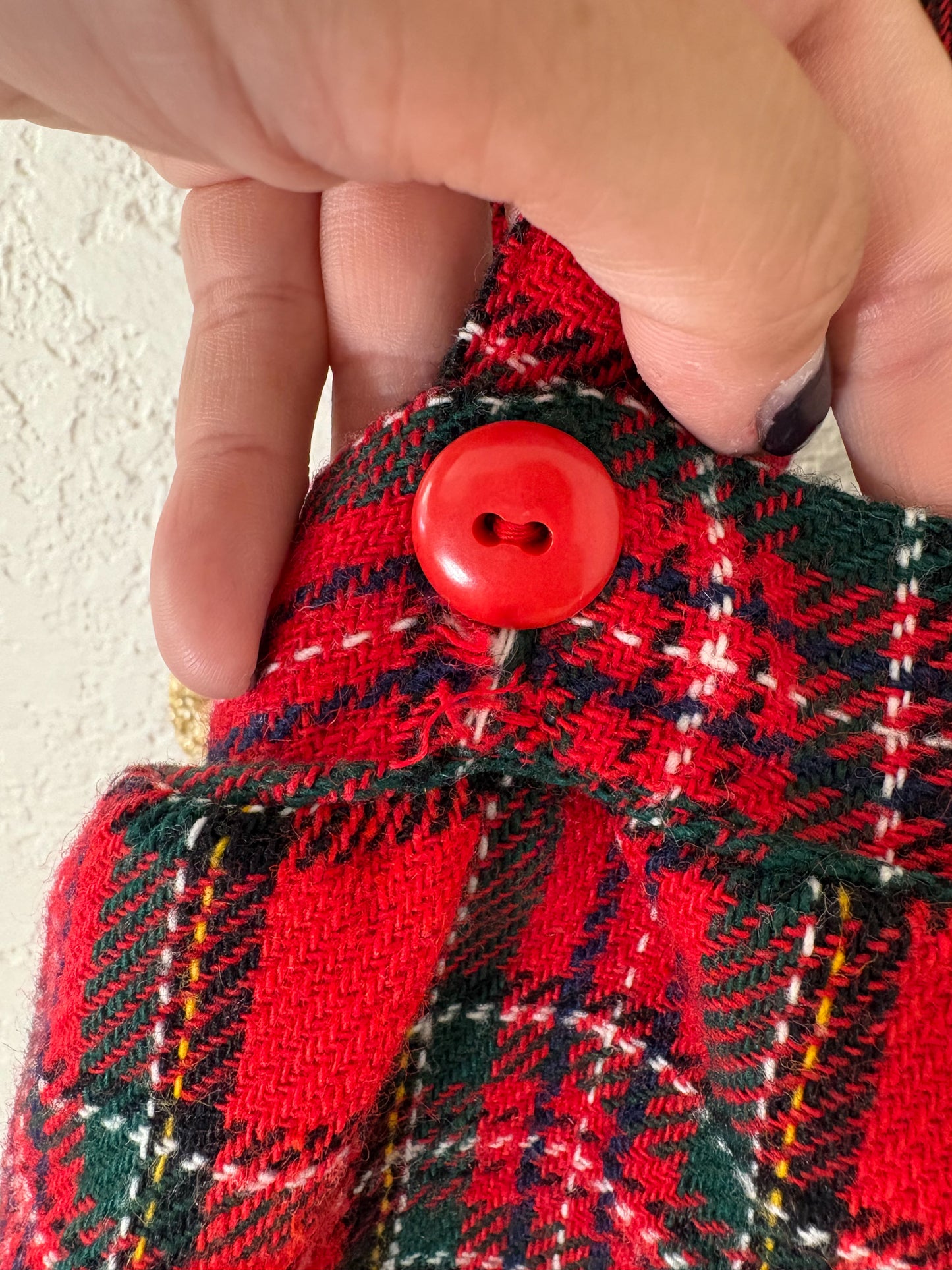 Vintage Sears tartan/plaid suspender skirt.