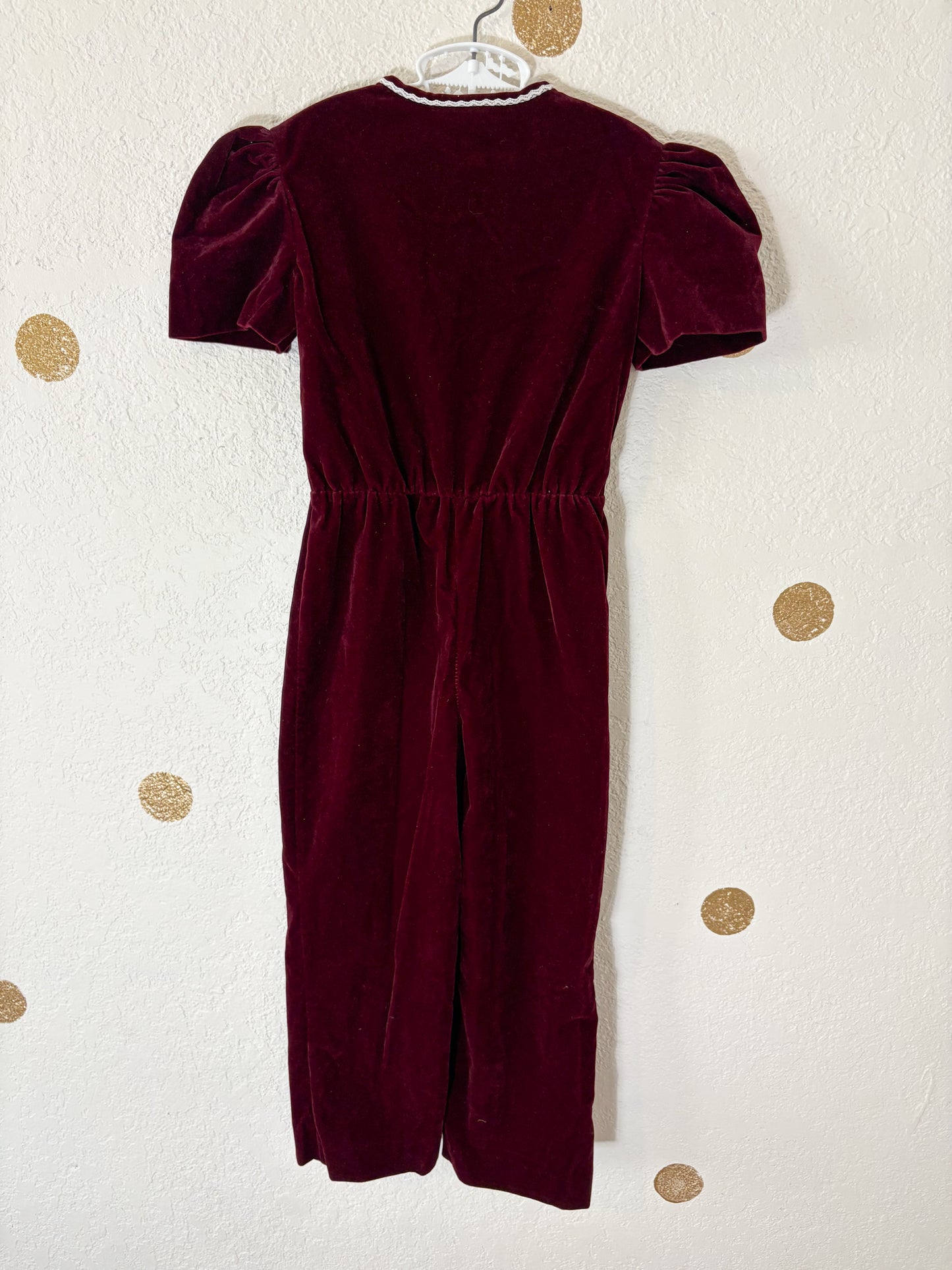 Vintage velvet little girl jumpsuit.