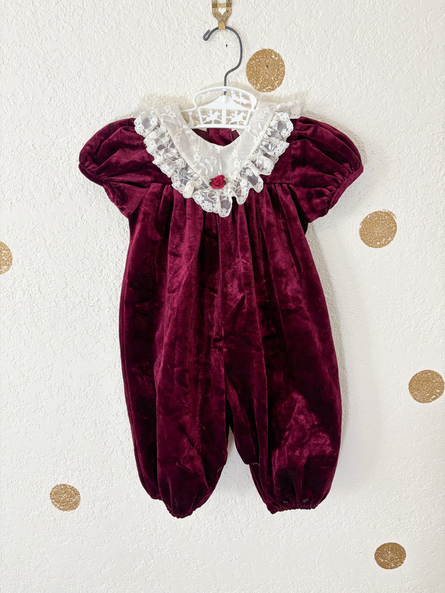 Vintage Rare Editions velour baby romper.