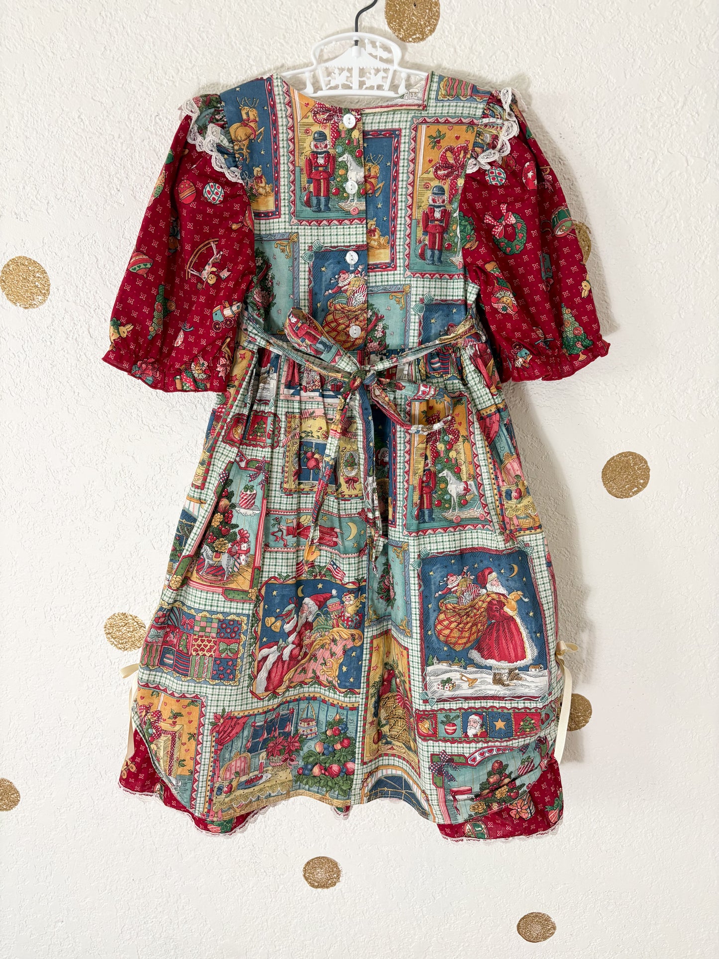 Vintage Jenny Annie Dots faux pinafore novelty print dress.