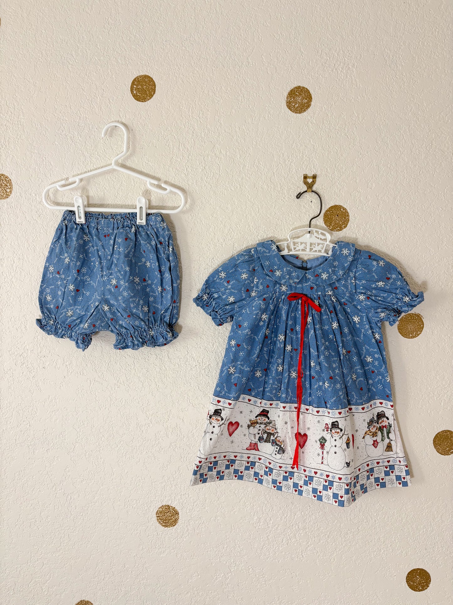 Vintage handmade dress + bloomers set.