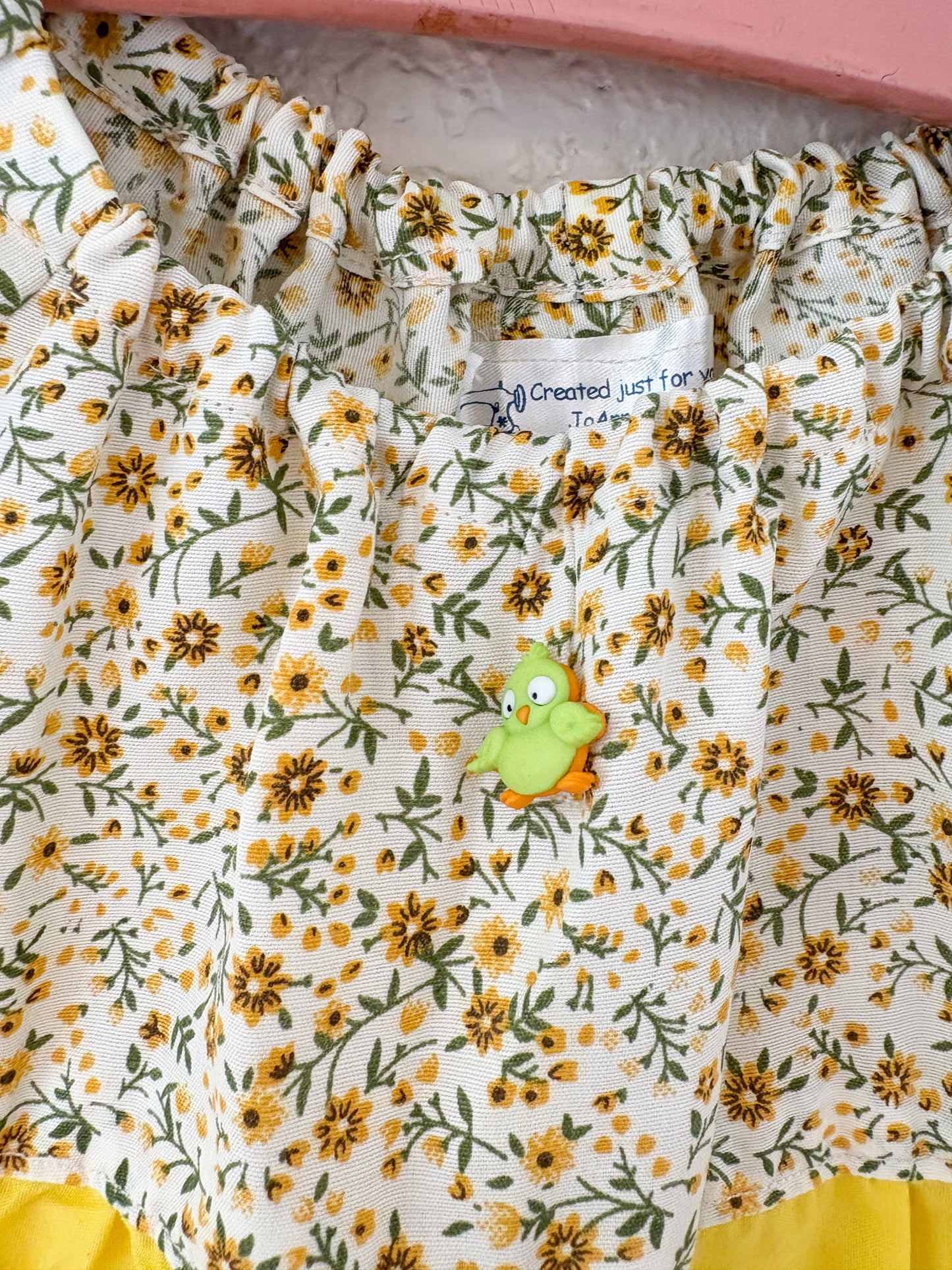Homemade floral toddler dress.