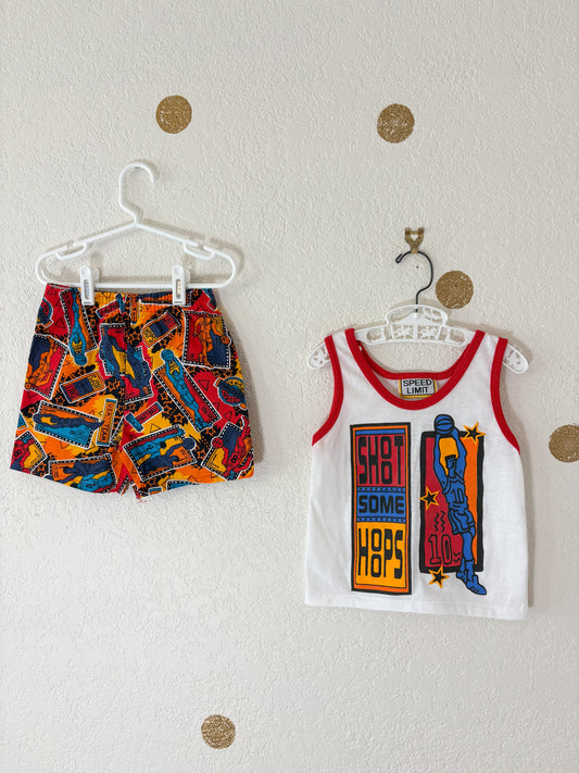 Vintage Speed Limit funky toddler 2 piece set.