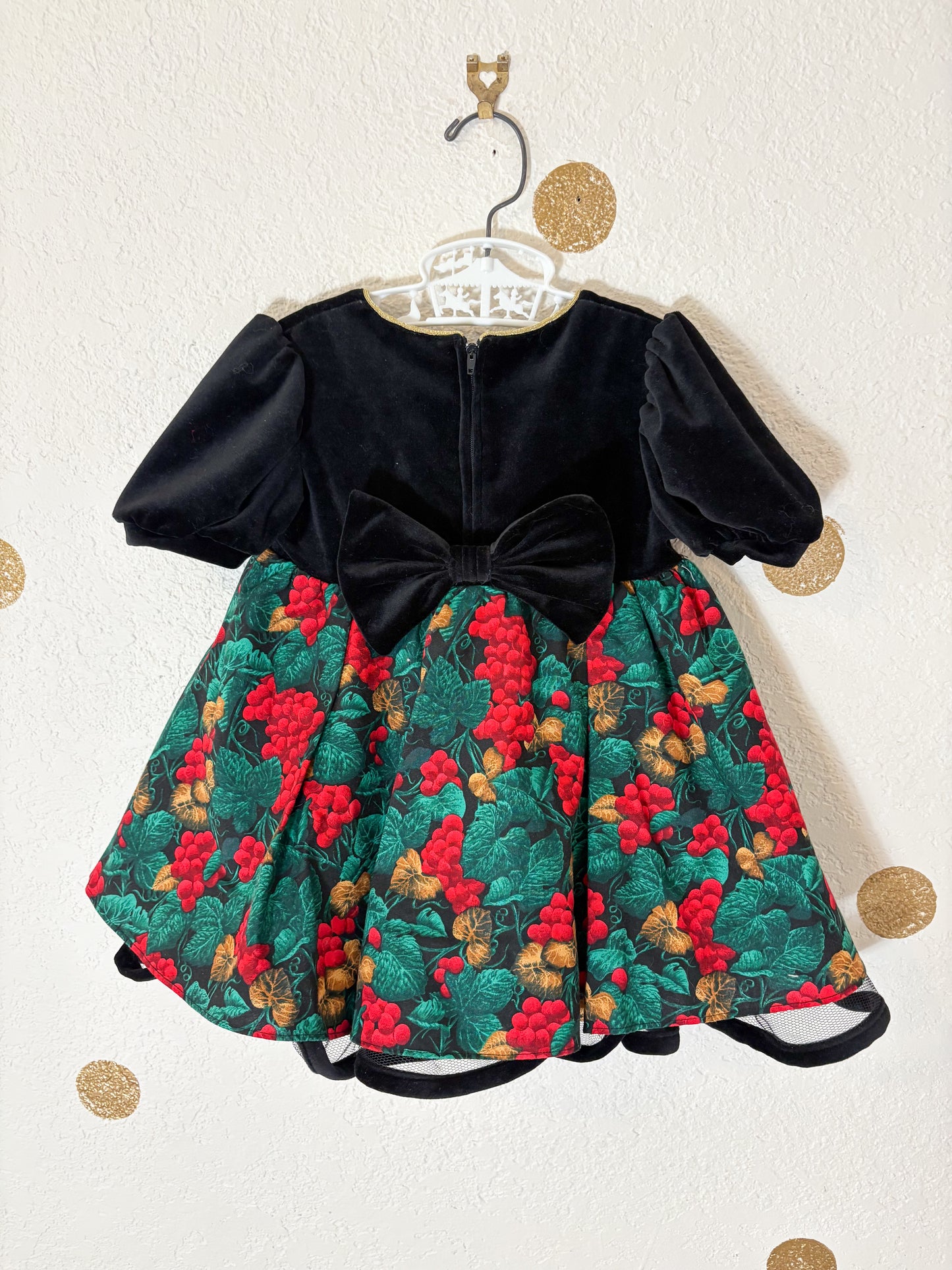 Vintage velour holiday toddler dress.