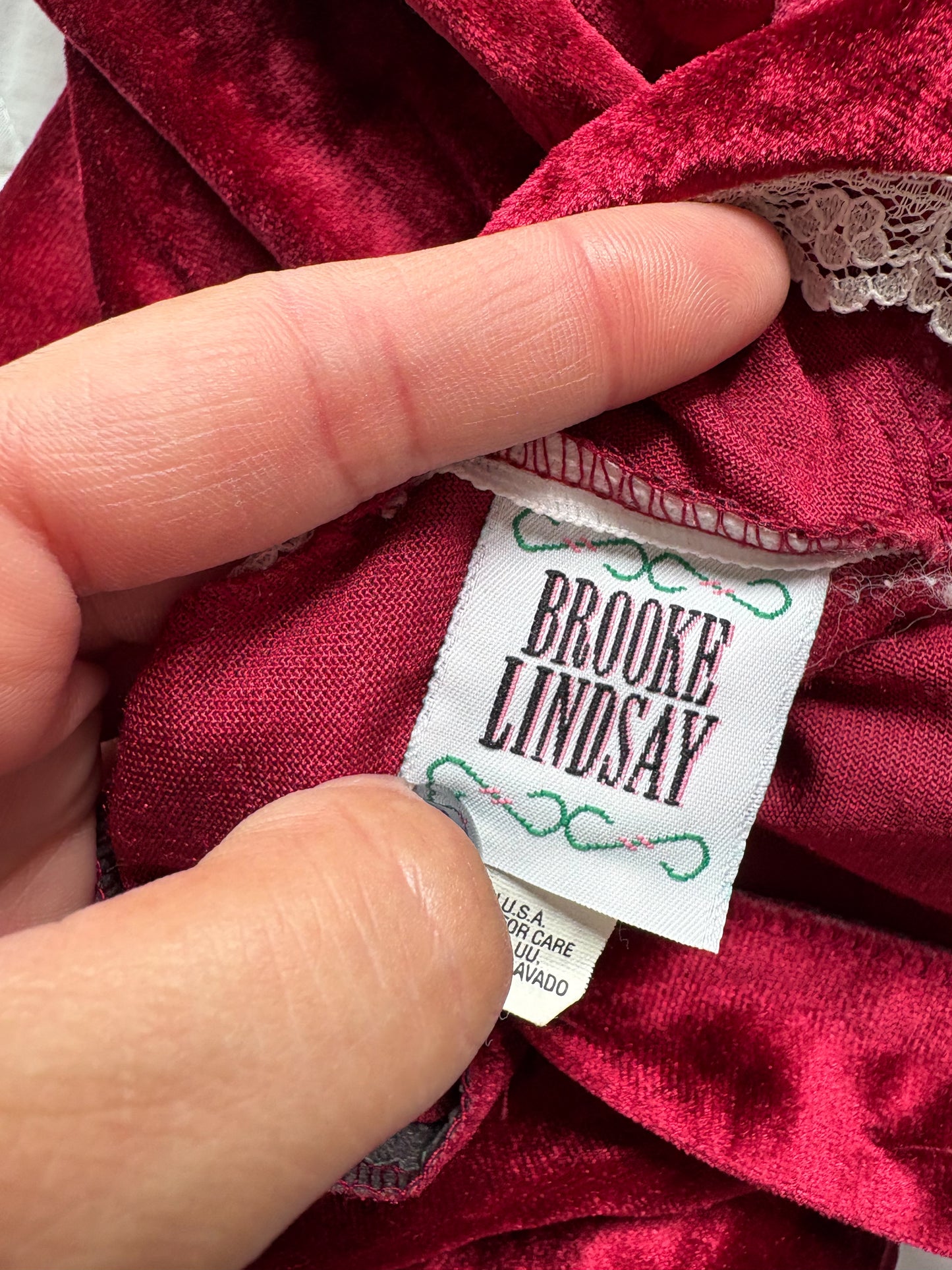 Vintage Brooke Lindsay velour baby romper.
