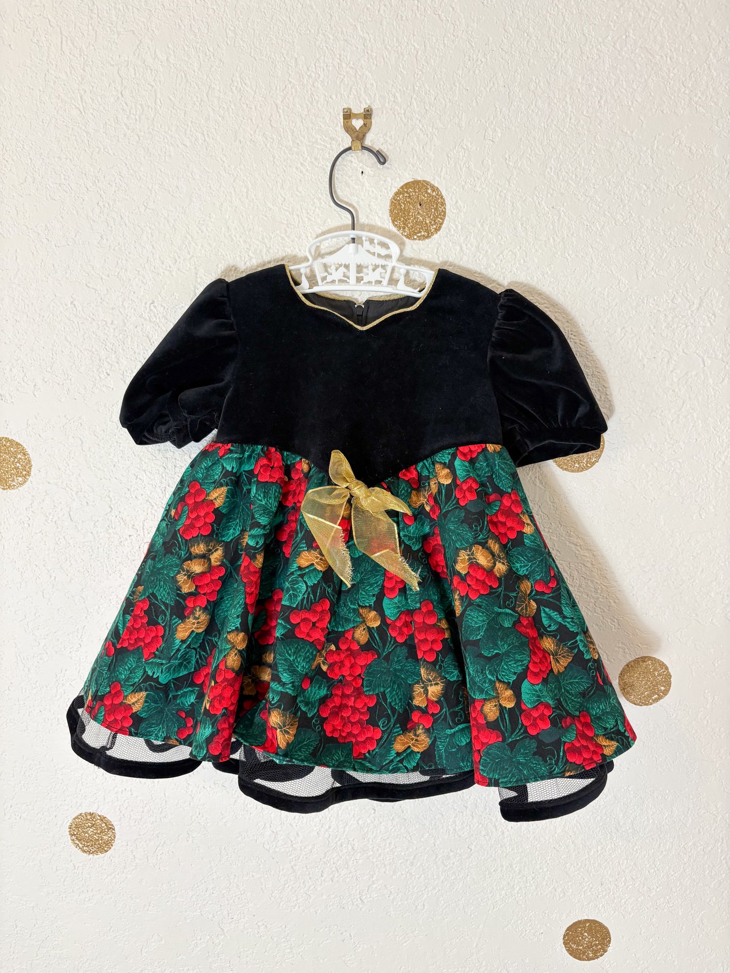 Vintage velour holiday toddler dress.