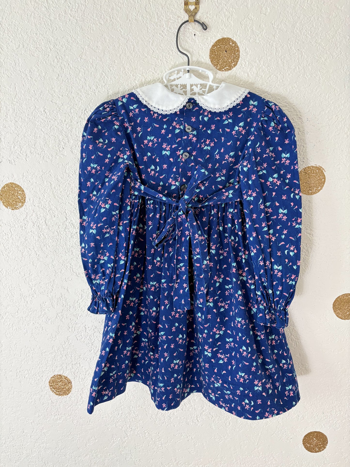 Vintage Polly Flinders smocked floral dress.