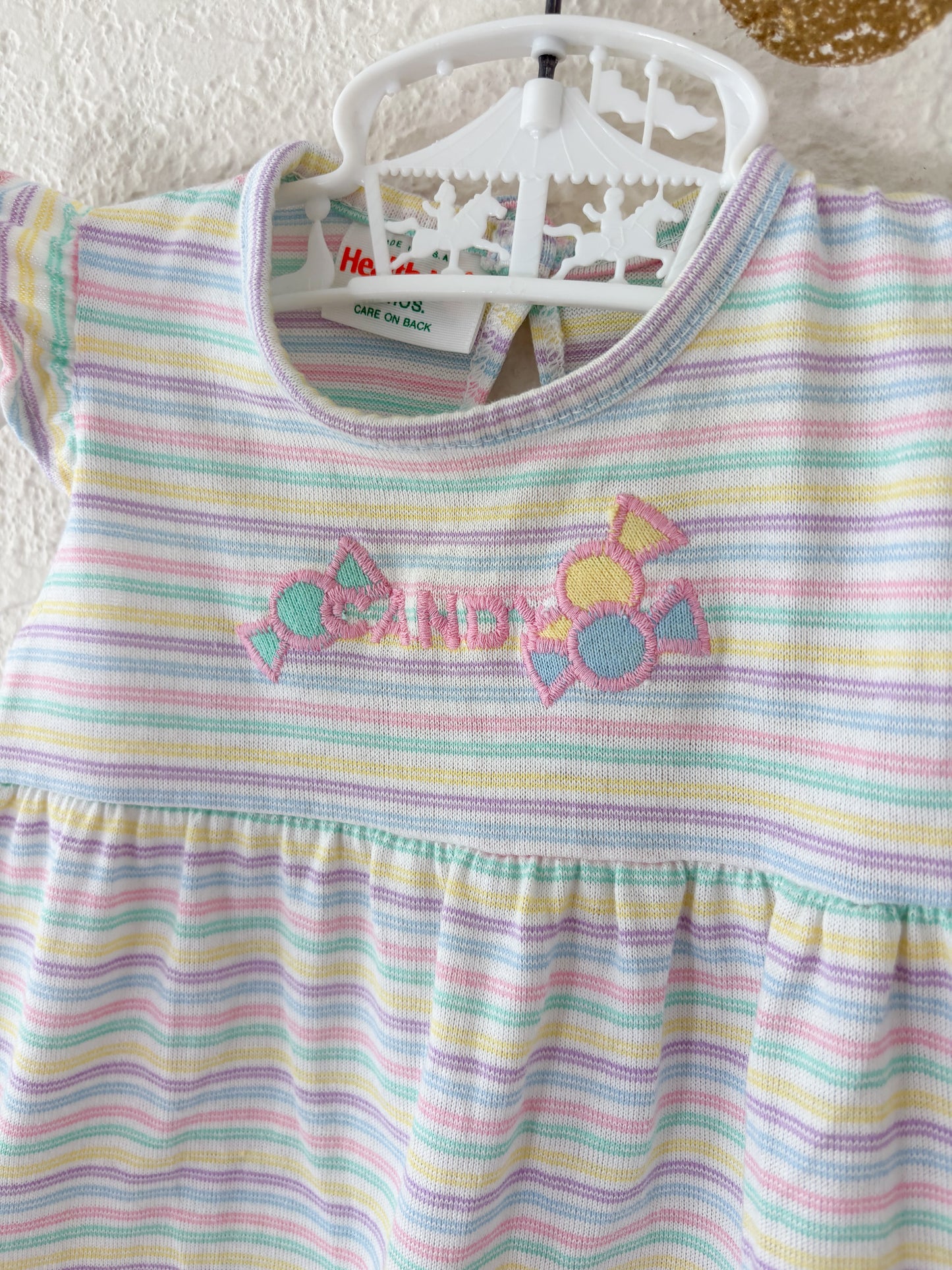 Vintage Healthex striped baby romper.