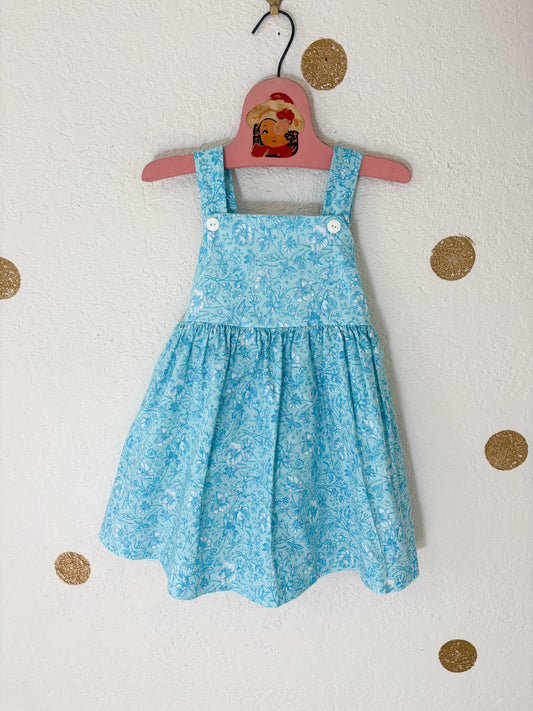Vintage Plum Pudding floral pinafore dress.