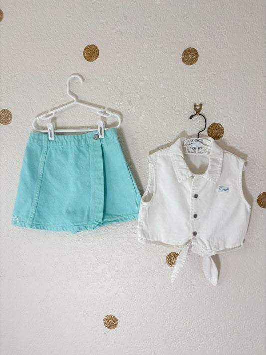 Vintage Guess cropped top + skort little girl set.