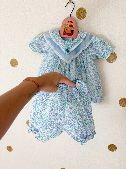 Vintage Kiwi Kids 2 piece floral baby set.