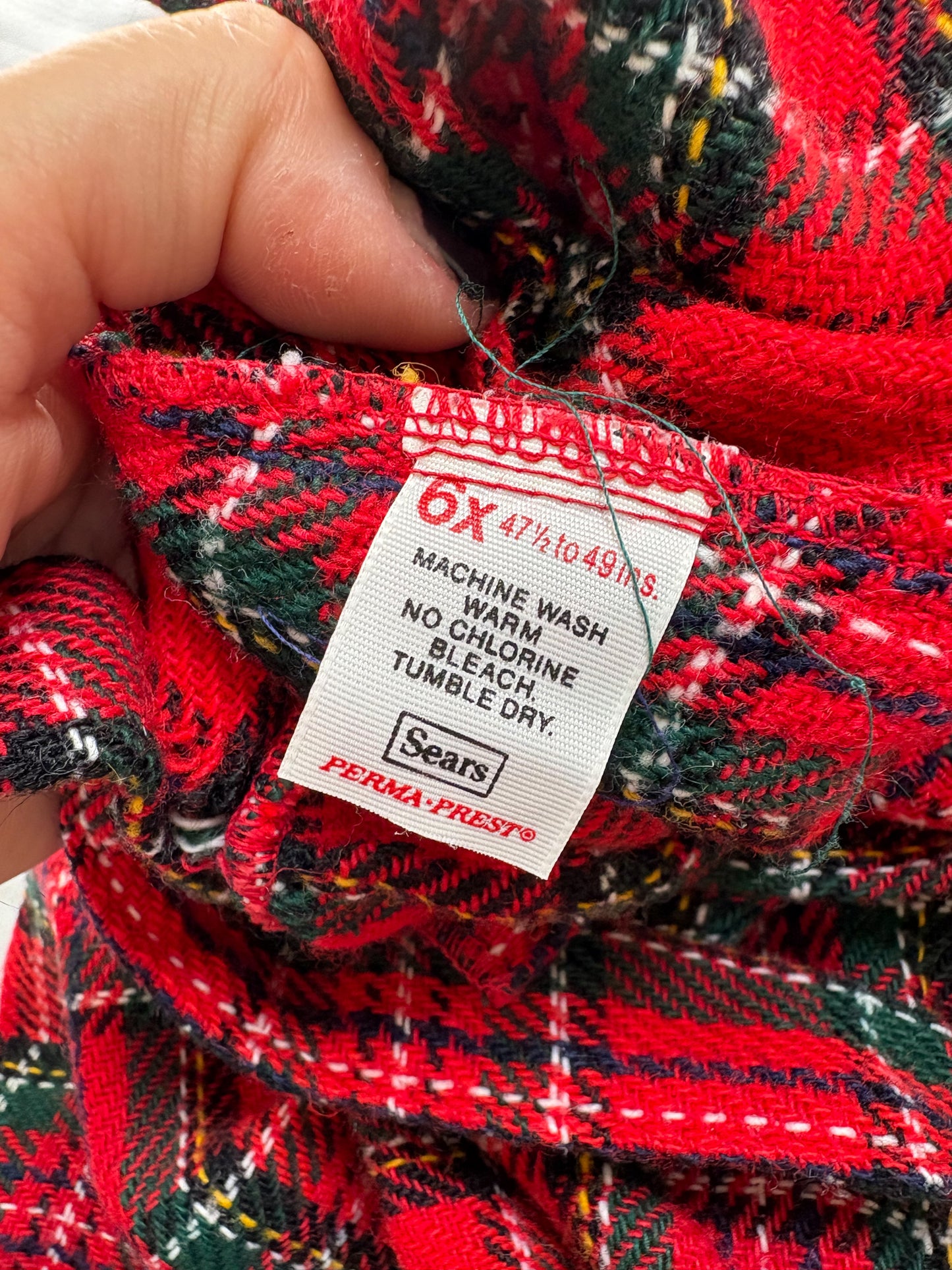 Vintage Sears tartan/plaid suspender skirt.
