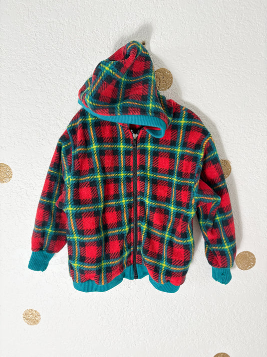 Vintage Gymboree plaid fleece hooded jacket.