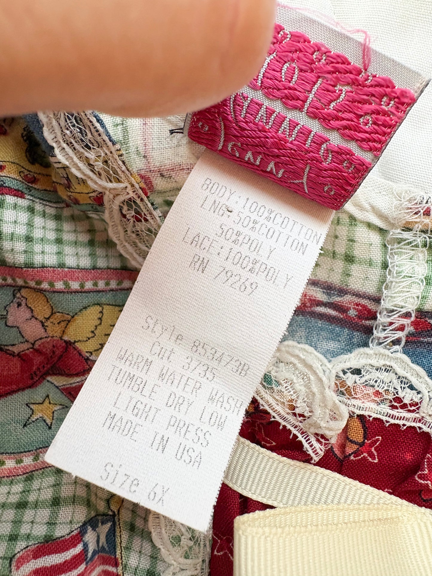 Vintage Jenny Annie Dots faux pinafore novelty print dress.