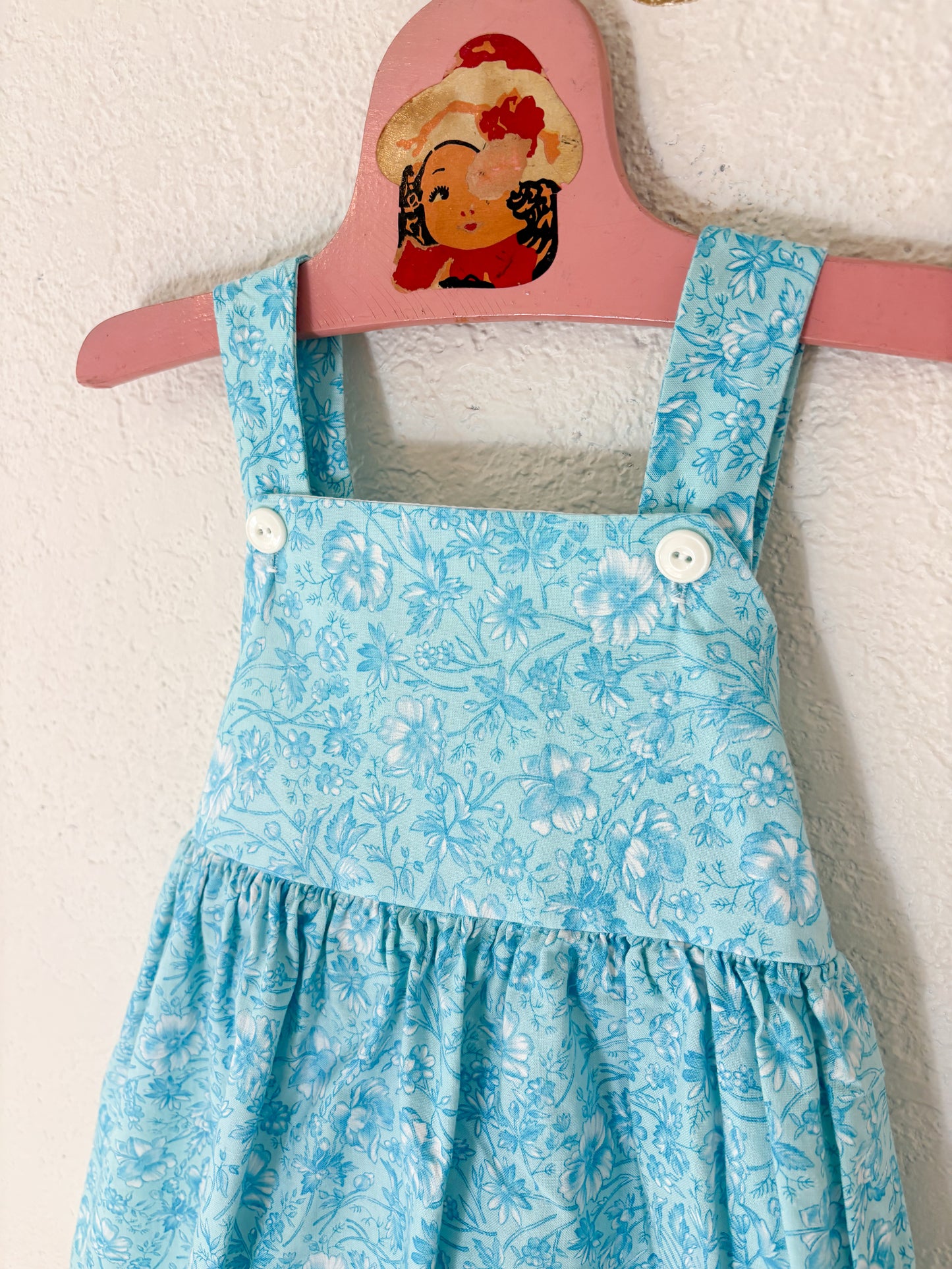 Vintage Plum Pudding floral pinafore dress.