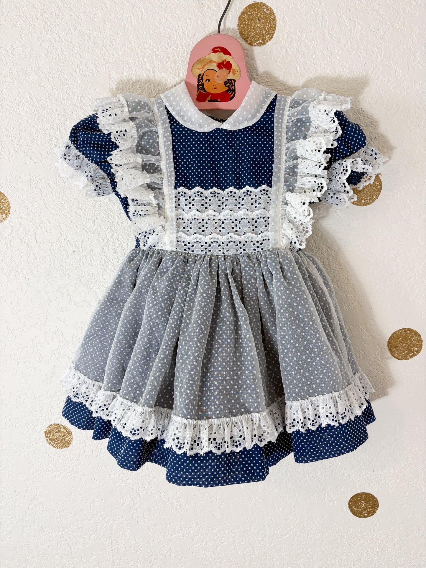 Vintage Betty Oden Swiss dot full circle toddler dress.