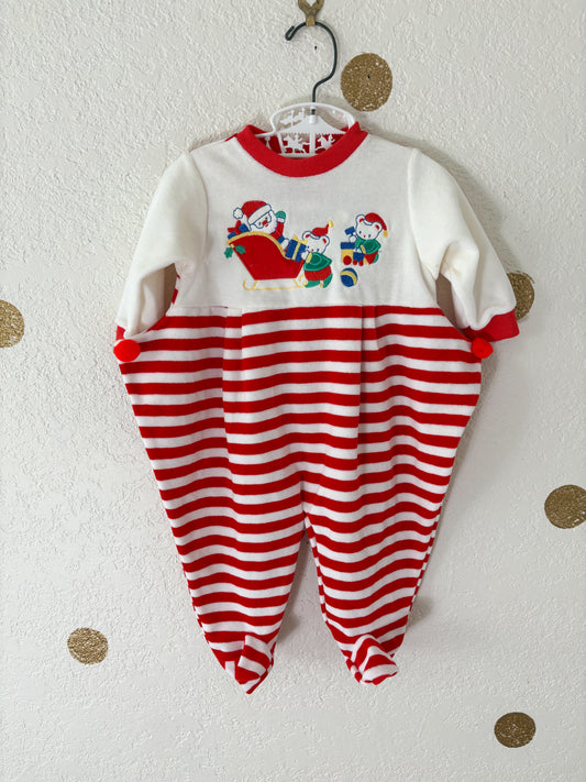 Vintage Little Me velour baby footed romper.