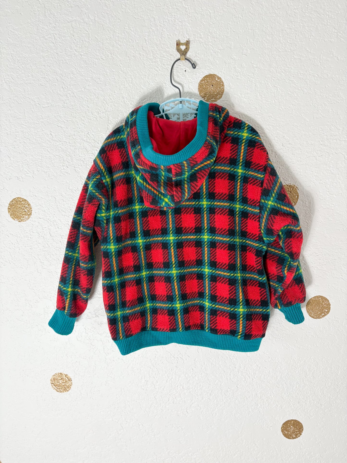 Vintage Gymboree plaid fleece hooded jacket.