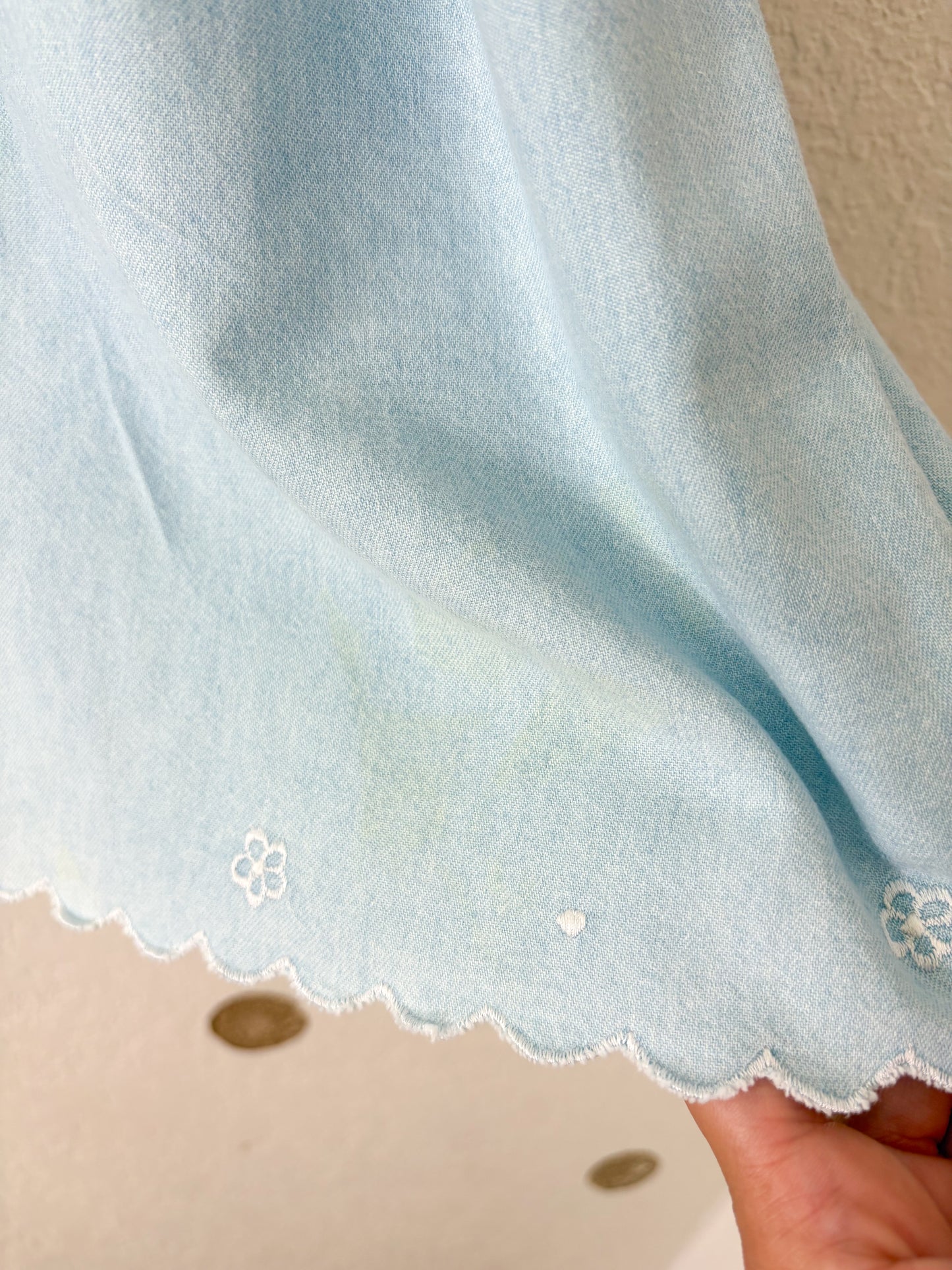 Vintage European Enanitos chambray pinafore style dress.