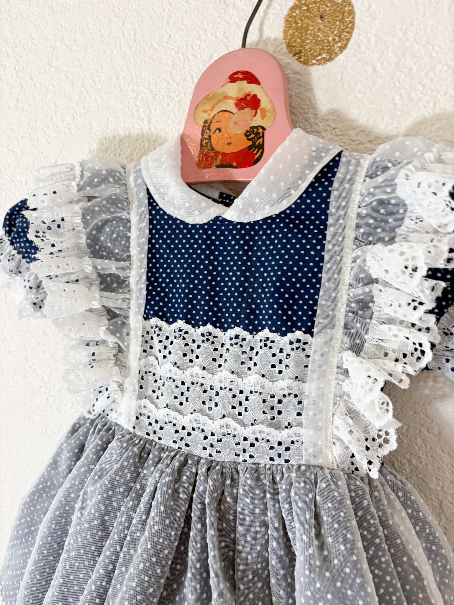 Vintage Betty Oden Swiss dot full circle toddler dress.