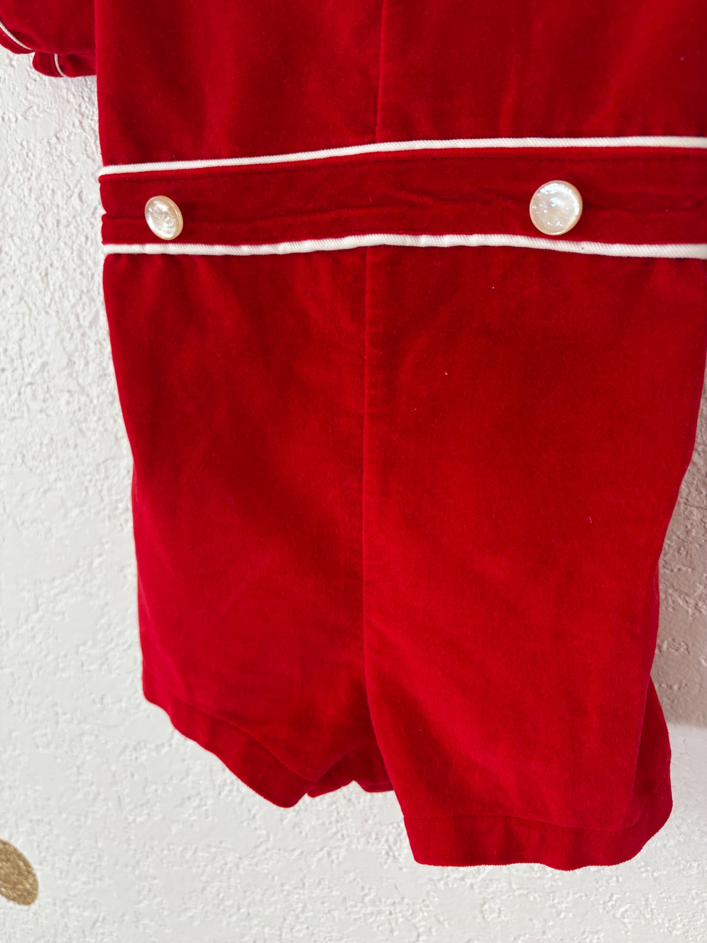 Vintage Bryan velvet baby romper.