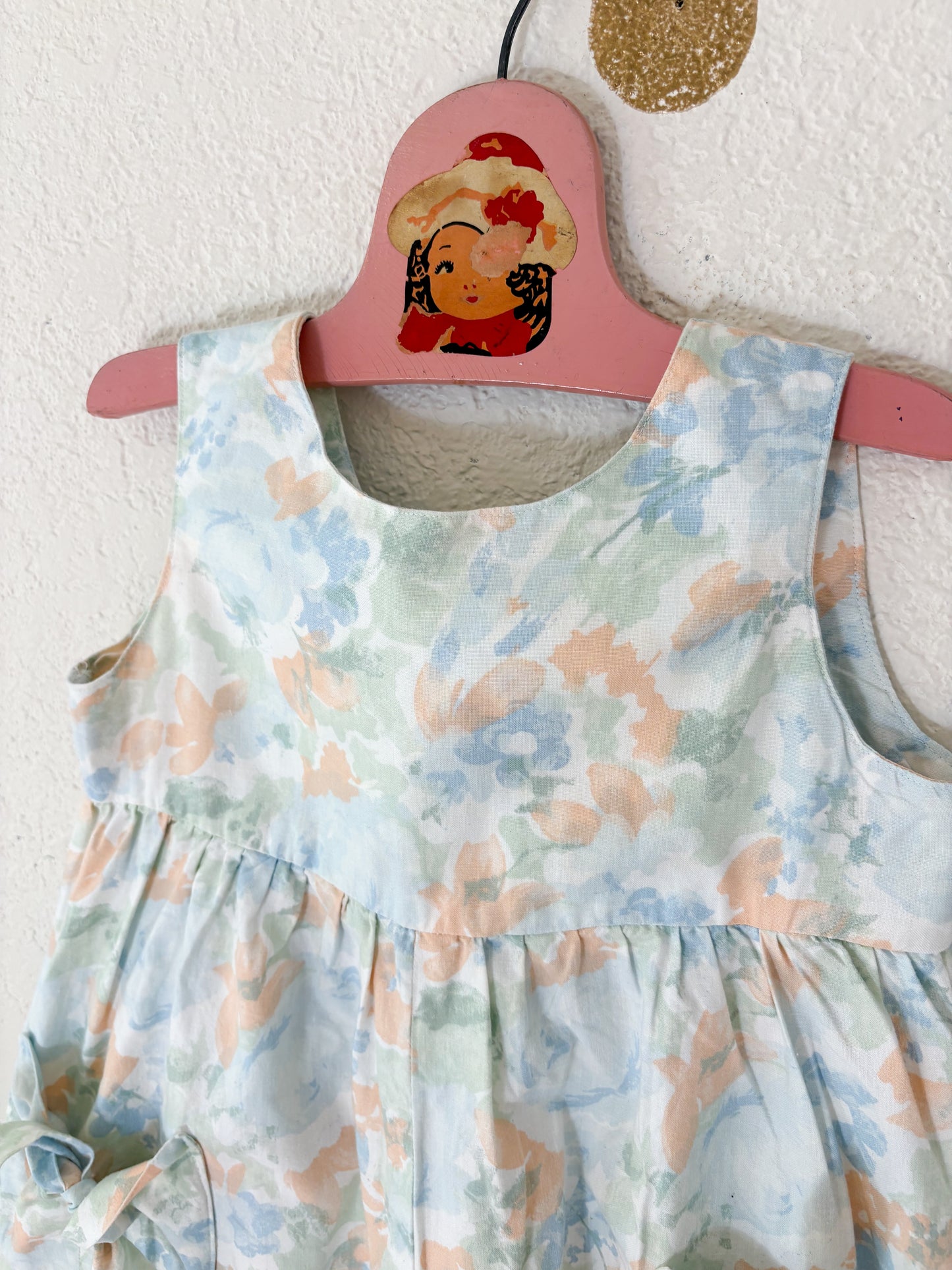 Homemade vintage toddler floral romper.