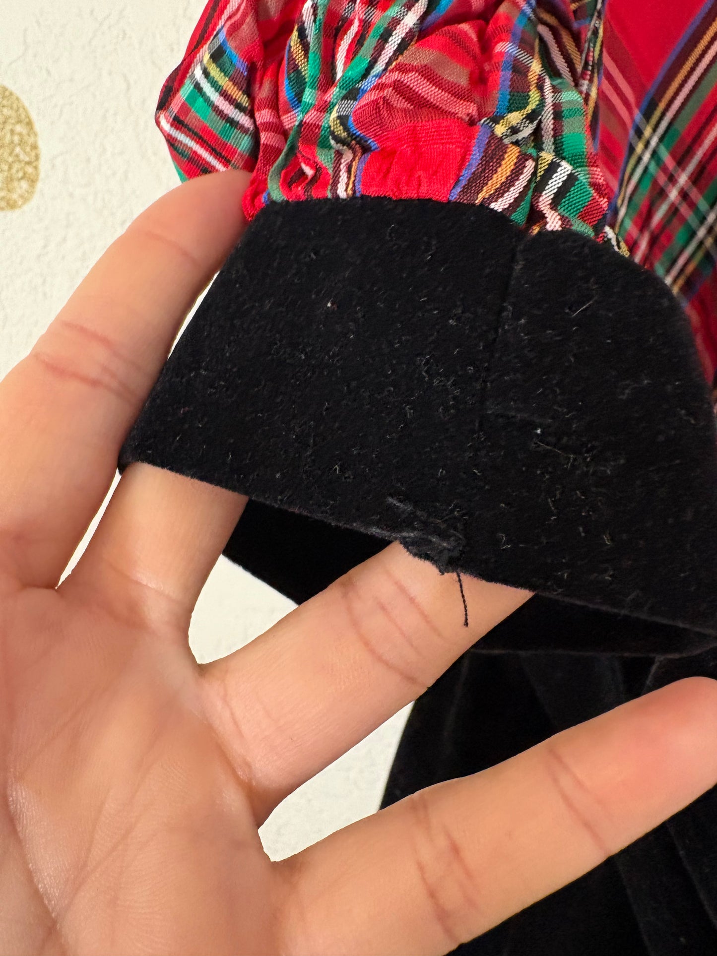 Vintage Mickey & Co velour plaid holiday dress.