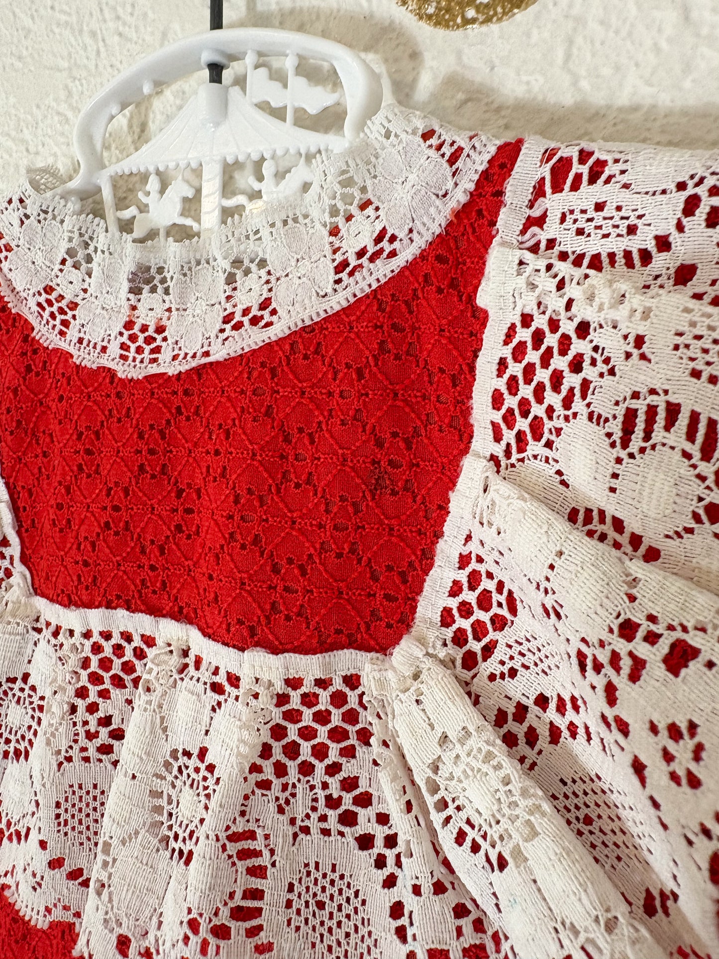 Vintage homemade full circle lace party dress.