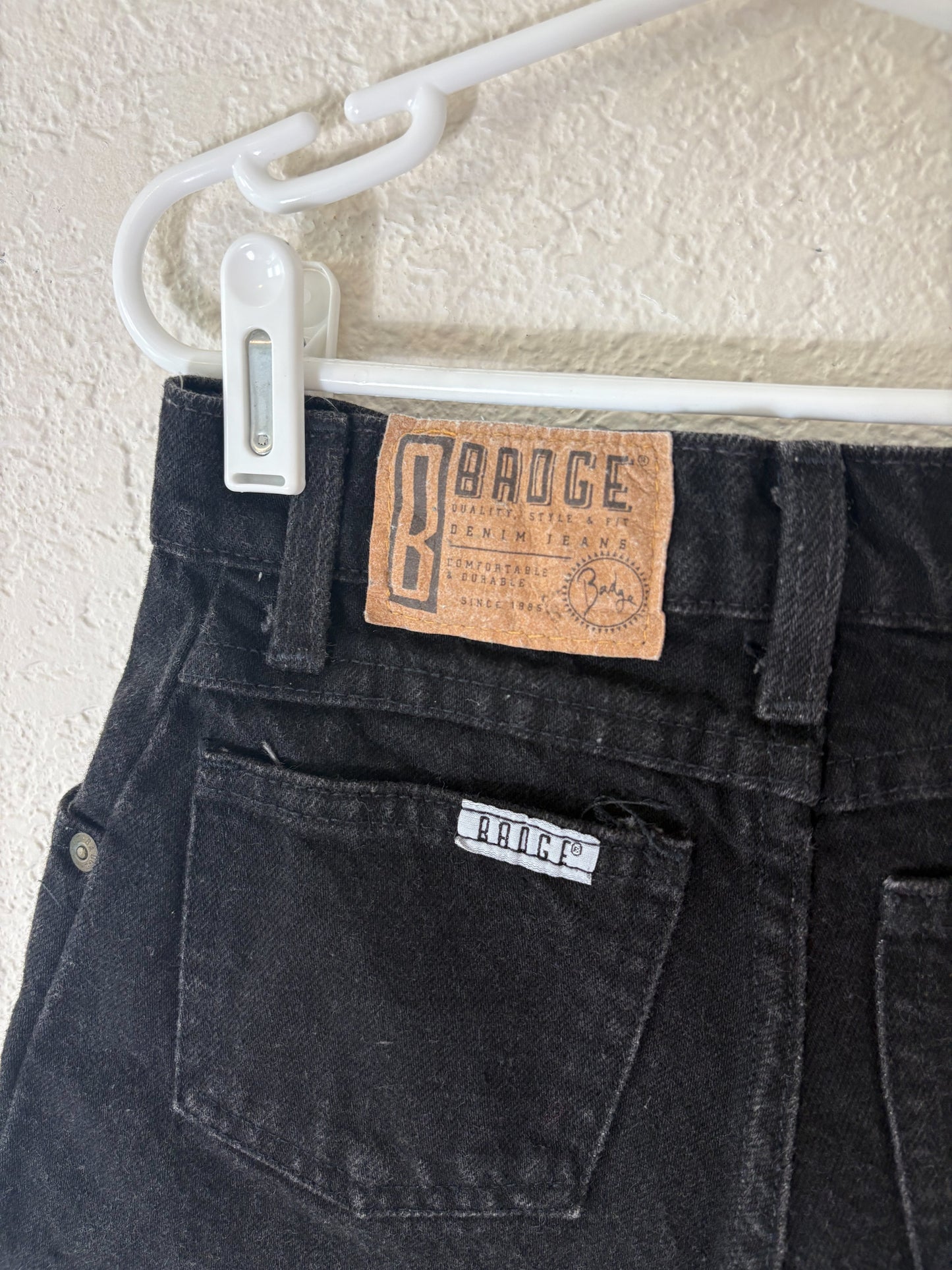 Vintage Badge denim shorts.