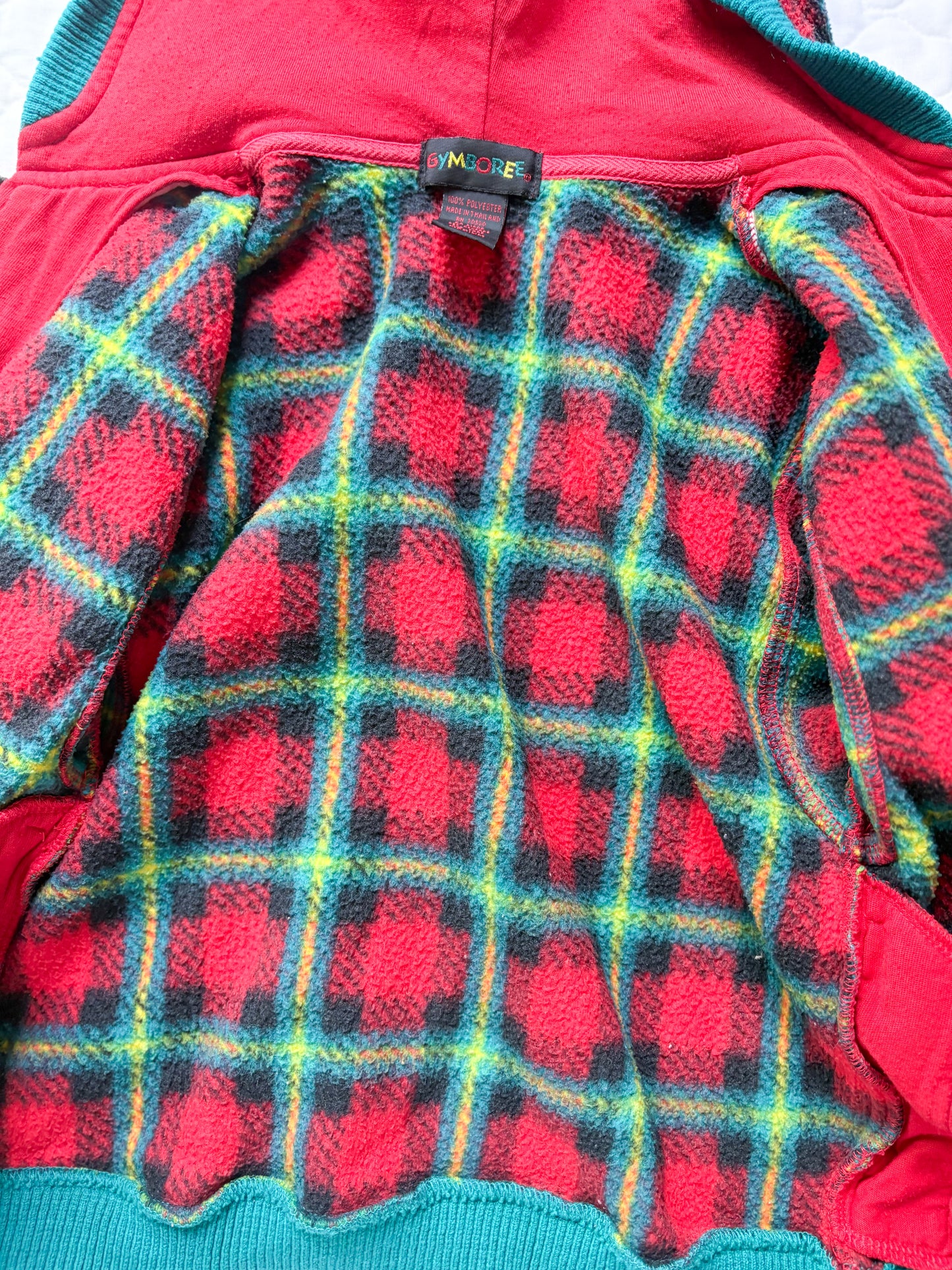 Vintage Gymboree plaid fleece hooded jacket.