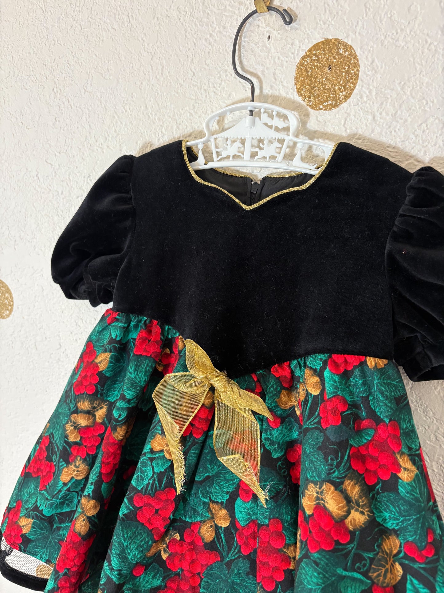 Vintage velour holiday toddler dress.