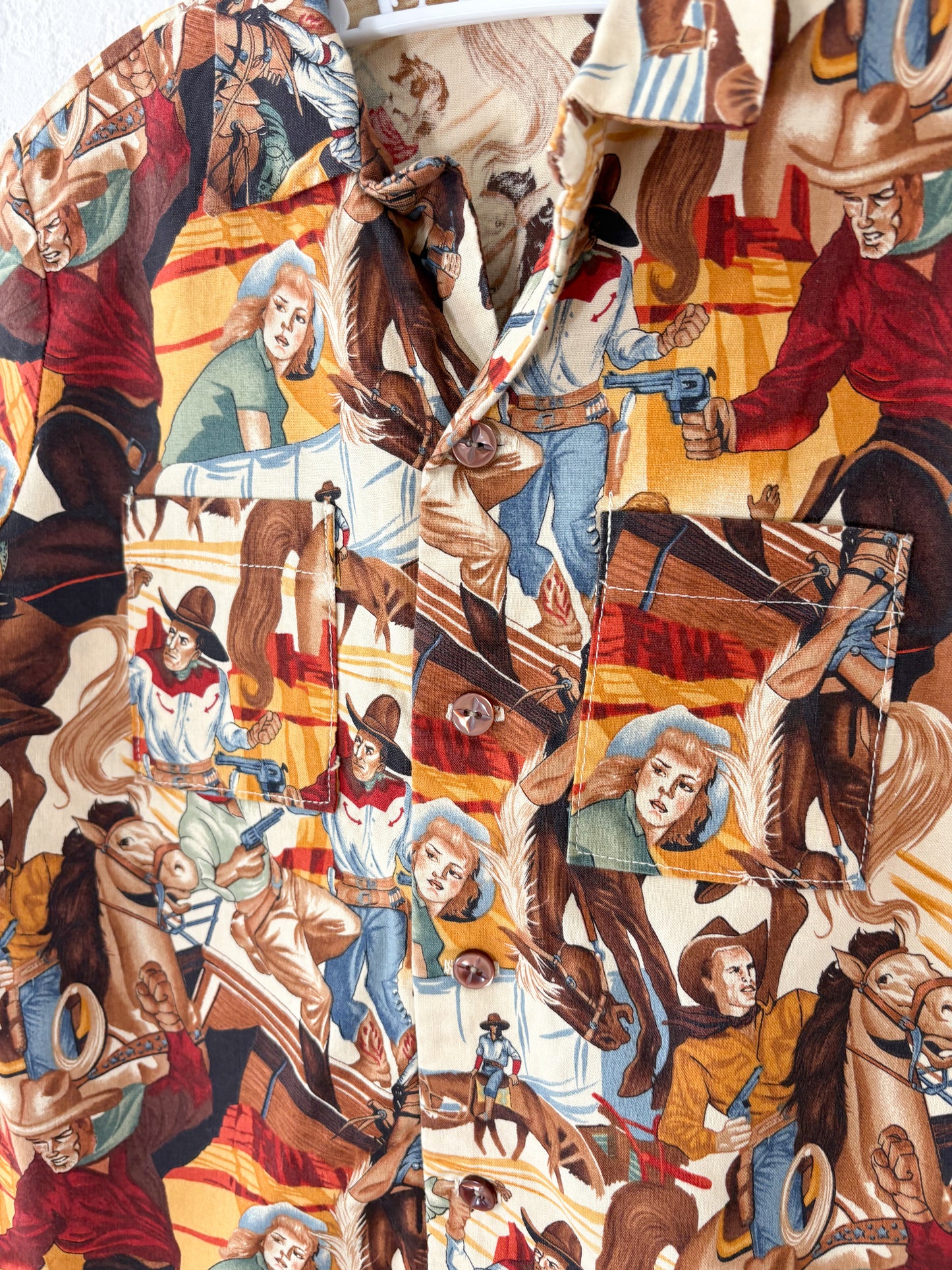 Homemade vintage? AOP cowboys button up