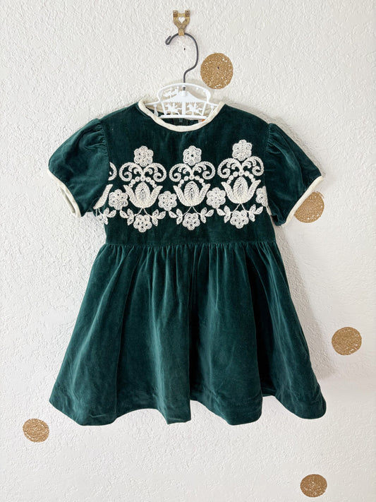 Vintage CC emboridered velour toddler dress.