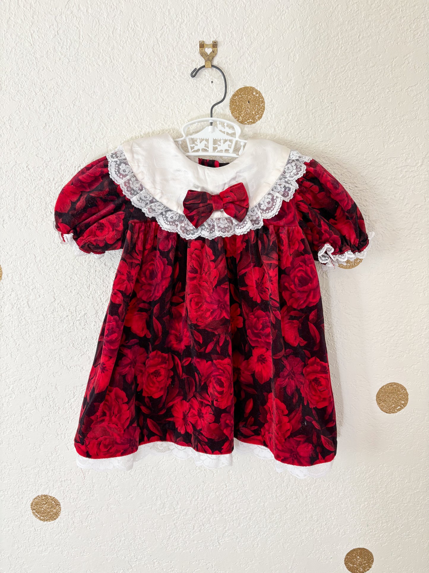 Unbranded vintage velour toddler dress.