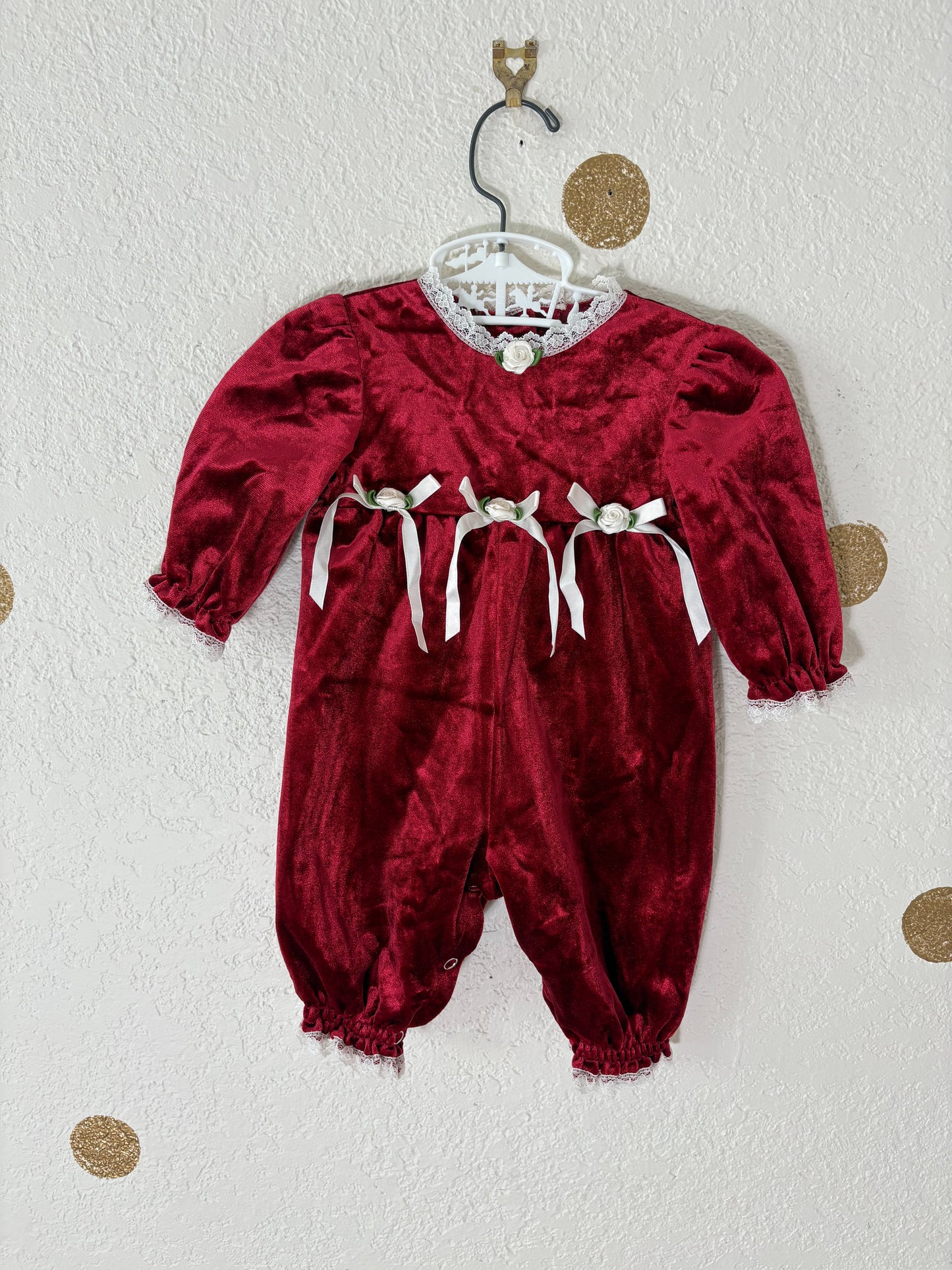 Vintage Brooke Lindsay velour baby romper.