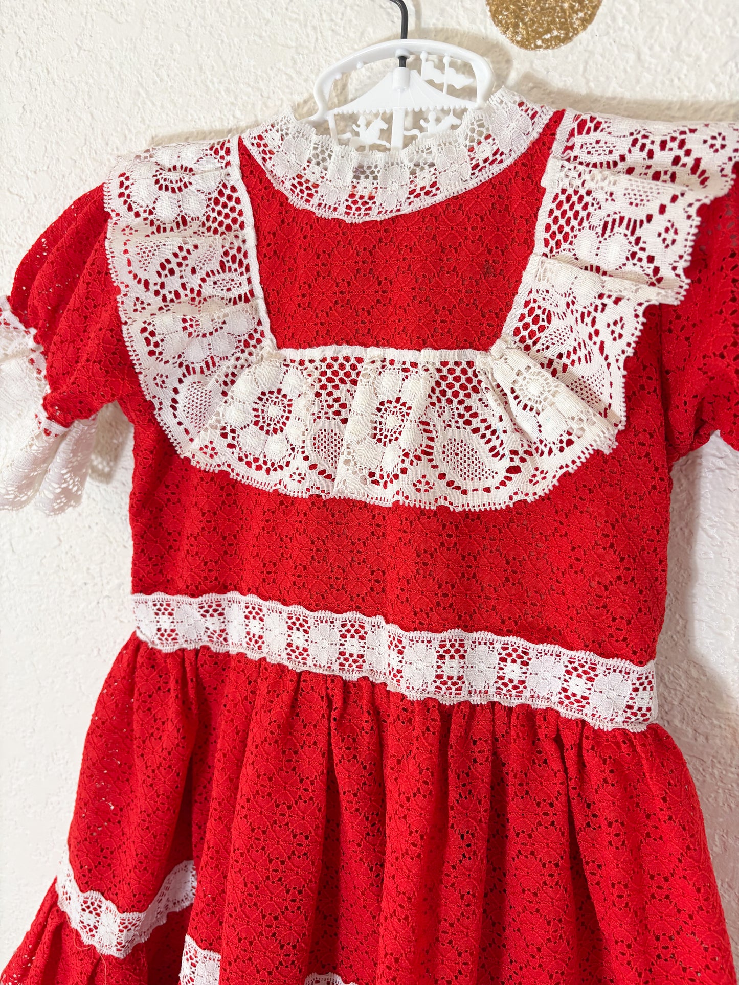 Vintage homemade full circle lace party dress.
