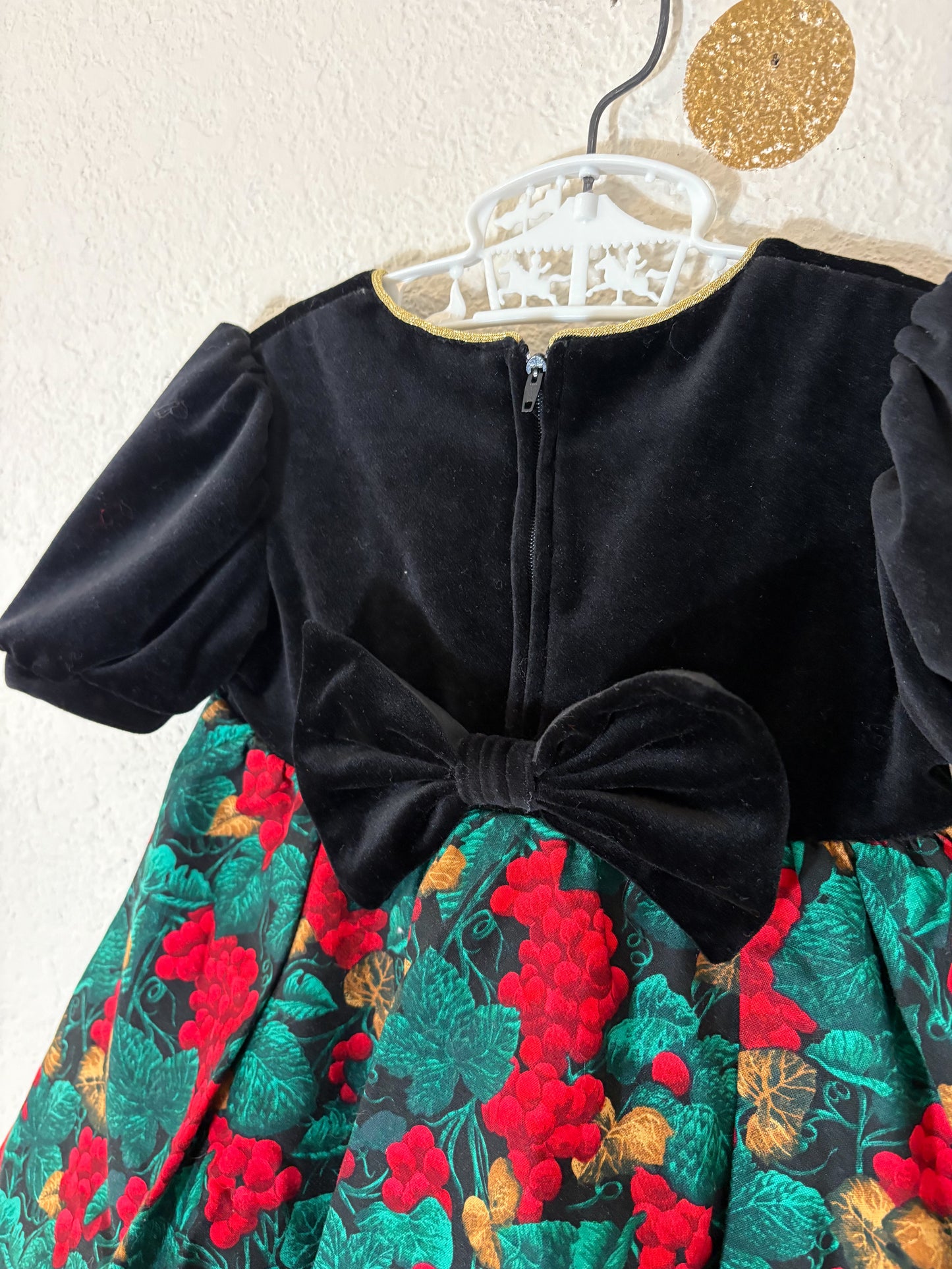Vintage velour holiday toddler dress.