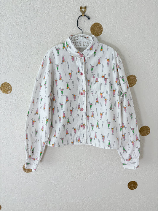 Unbranded vintage AOP long sleeve button up.