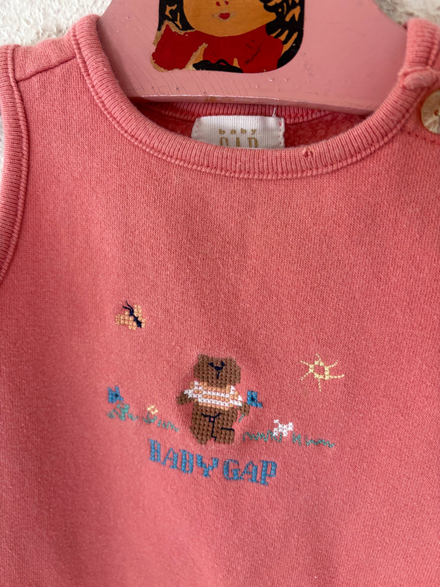 Vintage Gap baby cross stitch cotton romper.