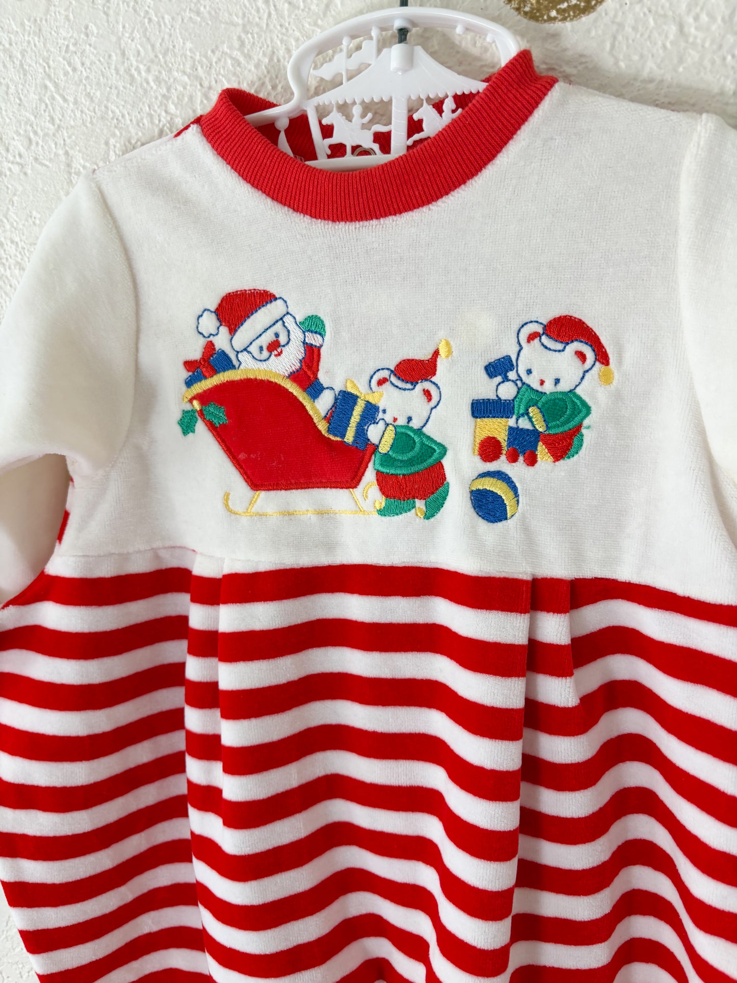 Vintage Little Me velour baby footed romper.