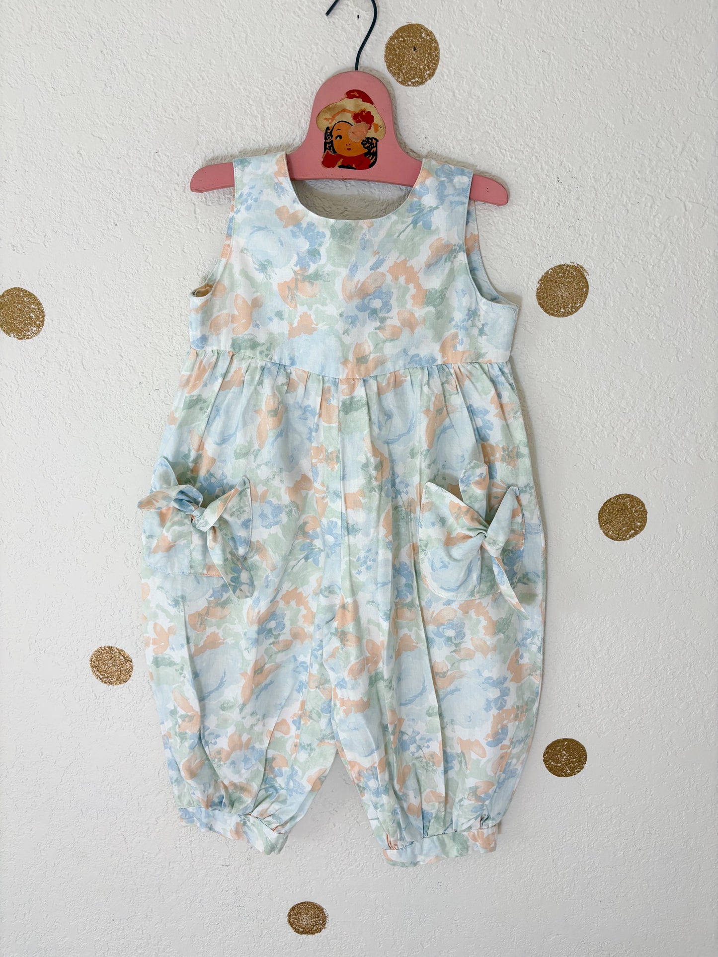 Homemade vintage toddler floral romper.