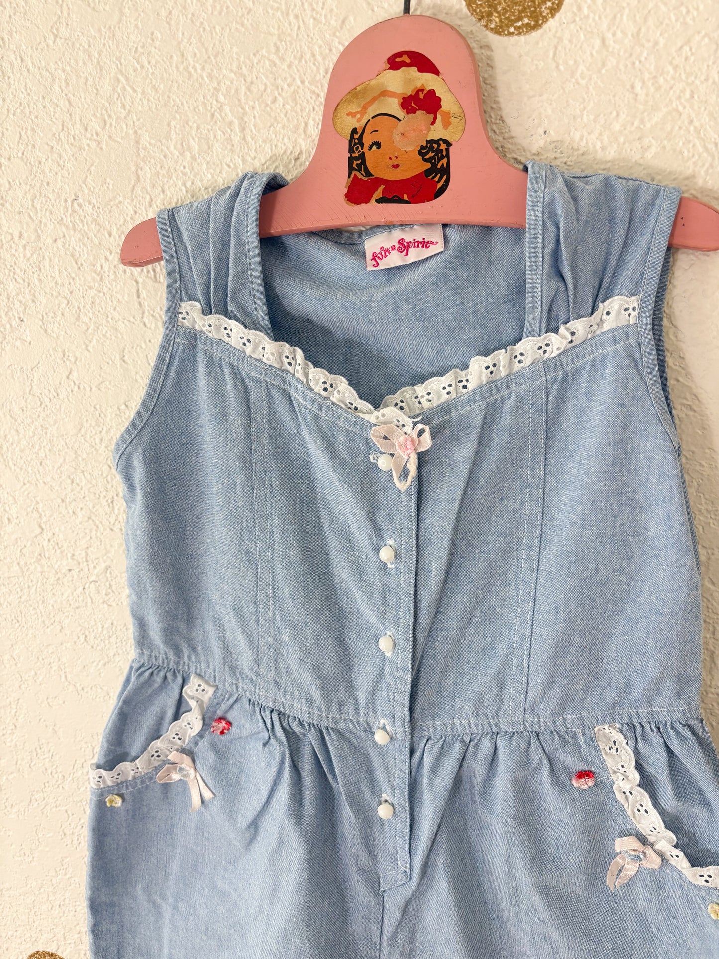 Vintage Fun Spirit chambray romper.