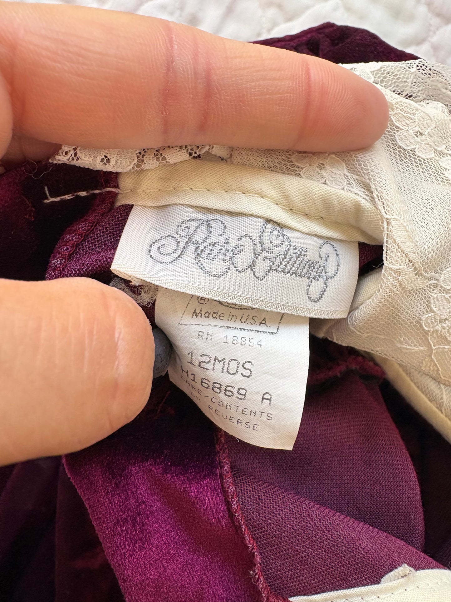 Vintage Rare Editions velour baby romper.