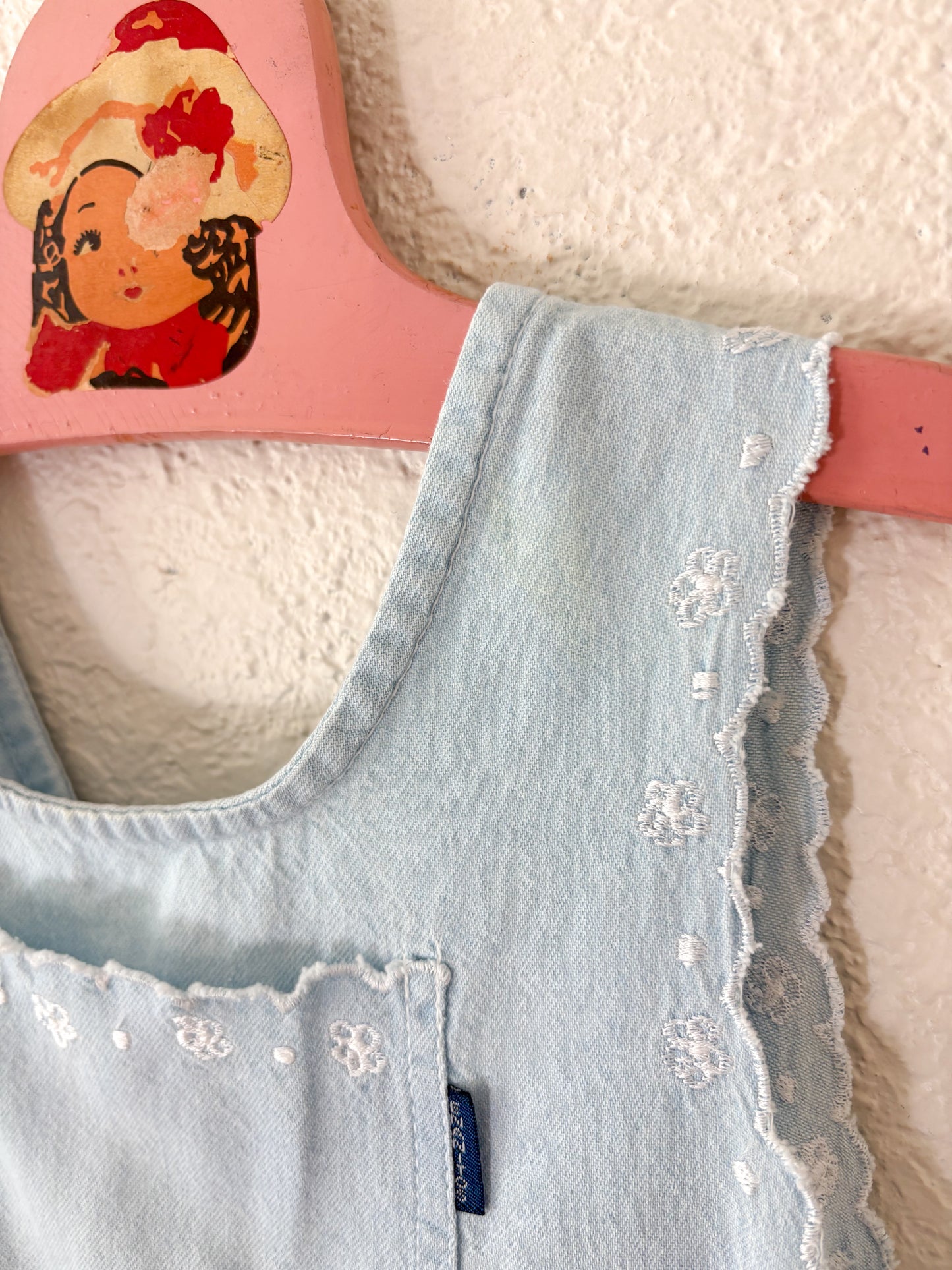 Vintage European Enanitos chambray pinafore style dress.