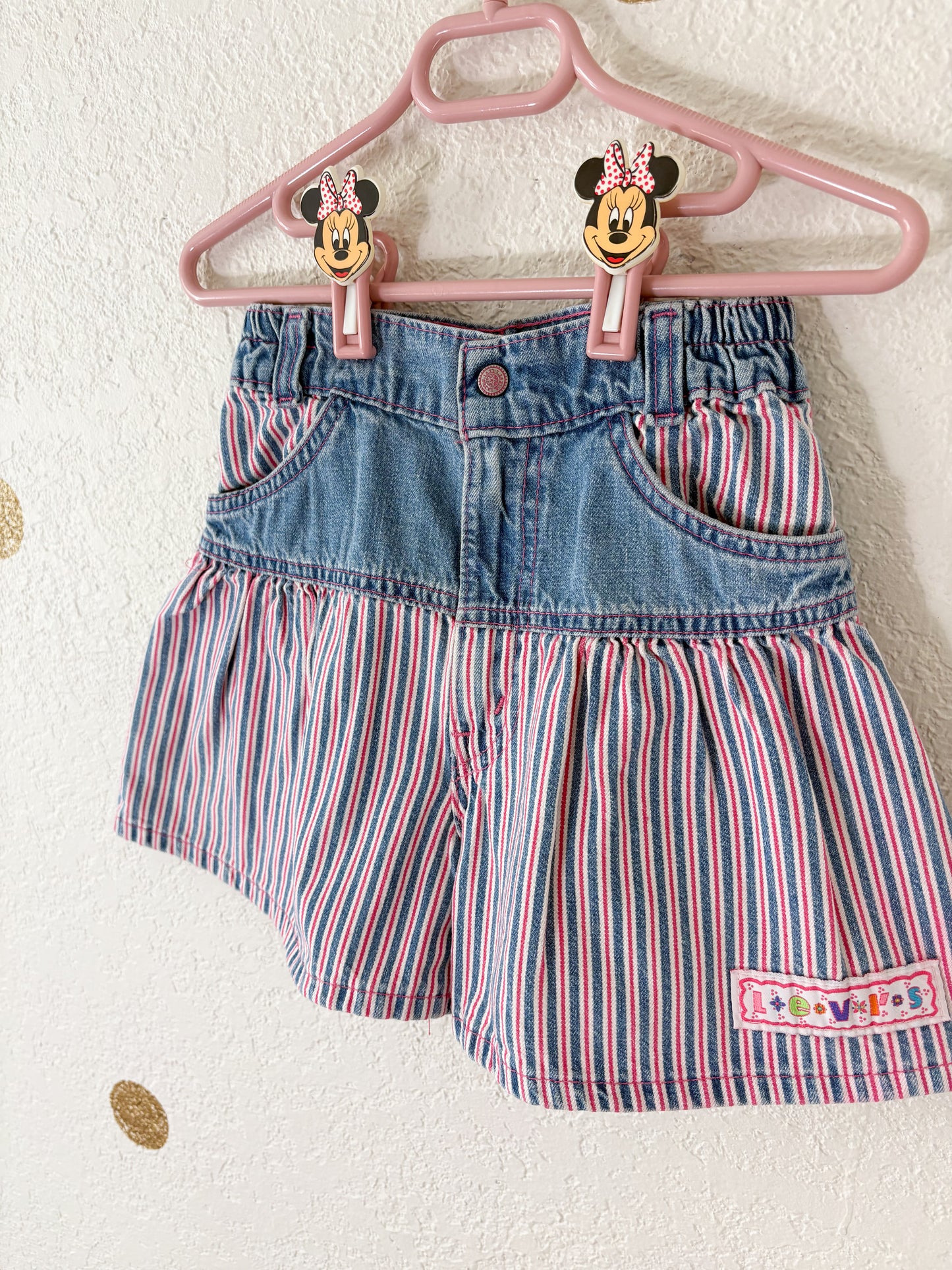 Vintage Little Levi's Striped denim girls shorts.
