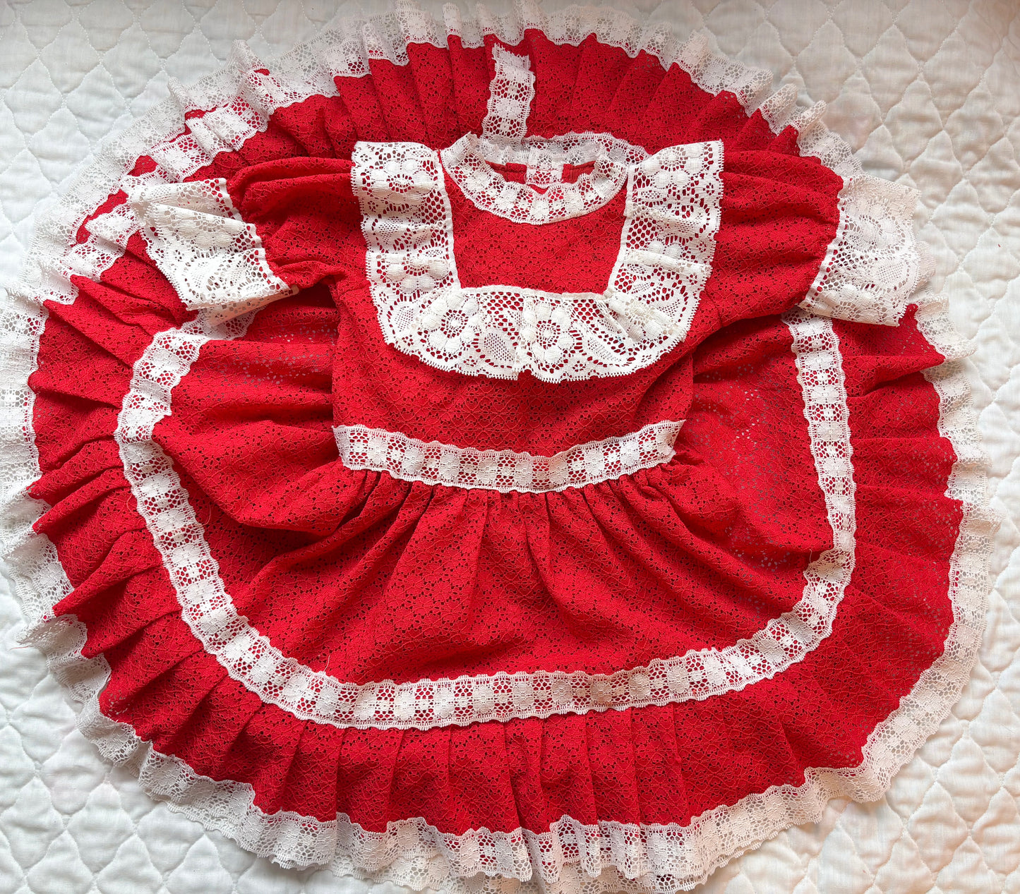 Vintage homemade full circle lace party dress.
