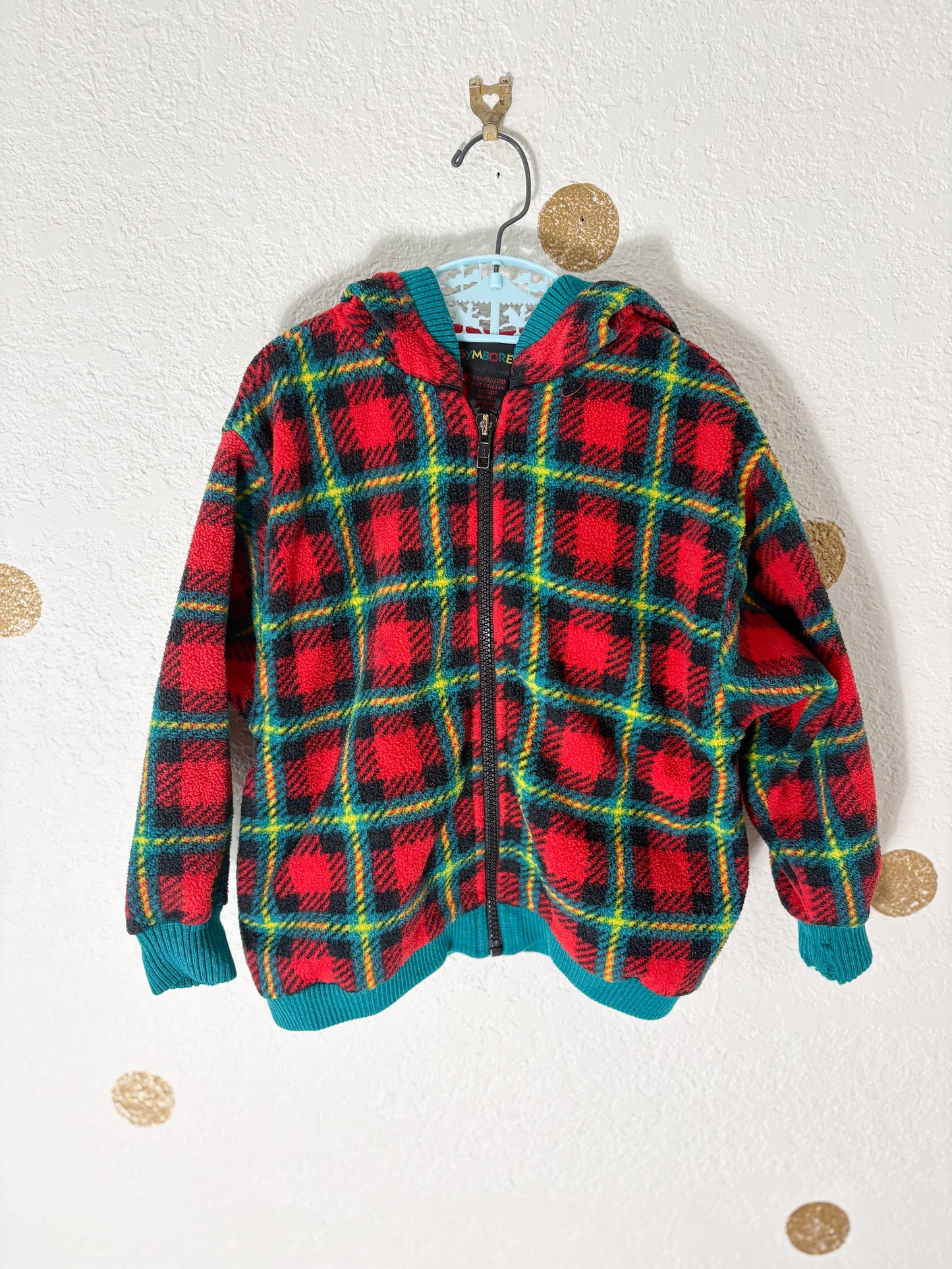 Vintage Gymboree plaid fleece hooded jacket.