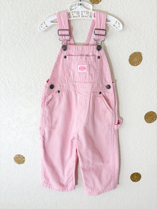 Modern Key striped toddler overalls.