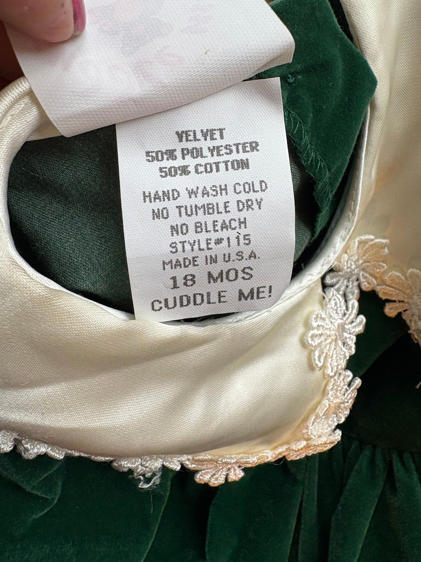 Vintage Cuddle Me velvet baby dress.