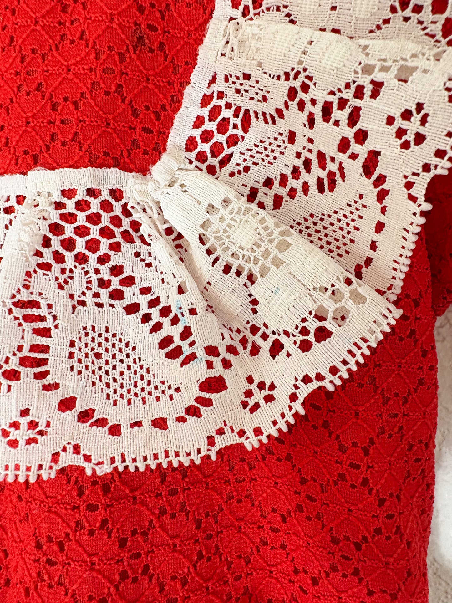 Vintage homemade full circle lace party dress.